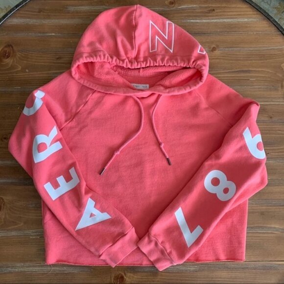 𝅺aeropostale Cropped Pink Hoodie Sweatshirt. M - Picture 2 of 6